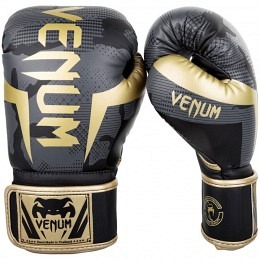 Venum Boxing Gloves Elite Gray-Camo-Gold